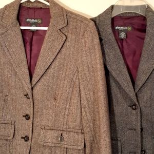 2 Eddie Bauer tweed jackets size 8